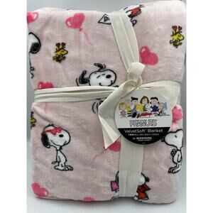 Berkshire Peanuts Valentines Balloons Snoopy Woodstock Twin Blanket 60"x90" NEW